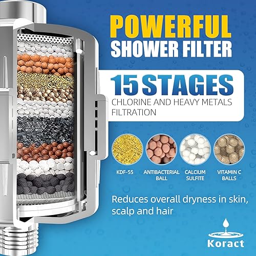 Miniatura 3 de Cabezal de ducha filtrado de alta presión de 15+2 etapas para suavizador de agua dura, elimina el cloro y las sustancias nocivas, cabezal de ducha