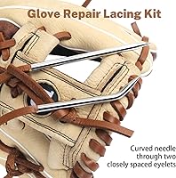 Vista 5 de Softball Baseball Glove Lace, Mitt Lace Repair Kit Includes 2 Leather Laces and Lacing Needle for Catcher's Glove