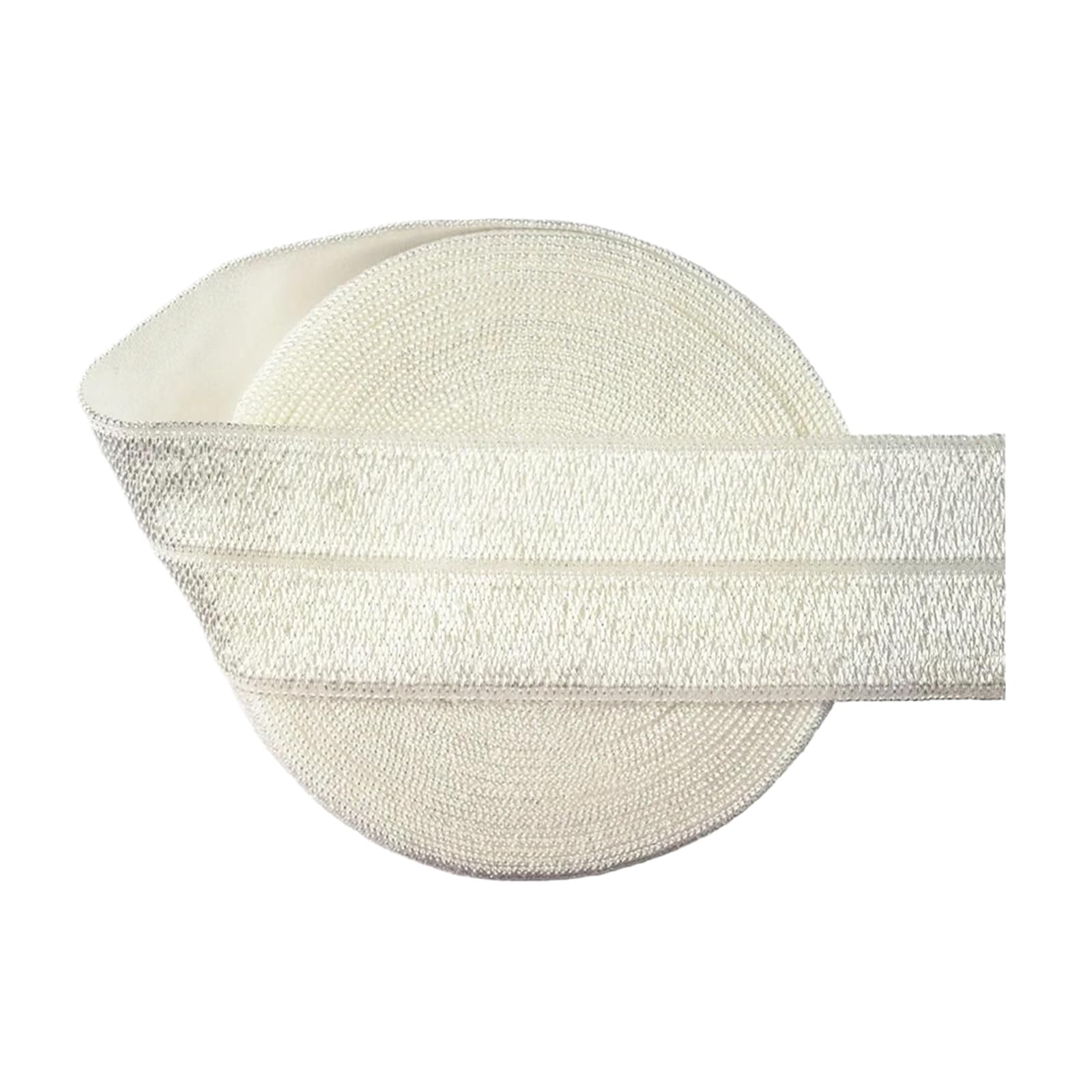 1" 25mm Solid Spandex Satin Bandfold Over Elastic, Off White, 25mm,5 Yards