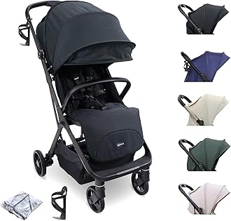 MBX7 Autofold Stroller – from Birth to 4 Years (22kg), Foldable & Compact, Lightweight, Travel Buggy for Toddlers, Pushchair Includes Rain Cover - Black