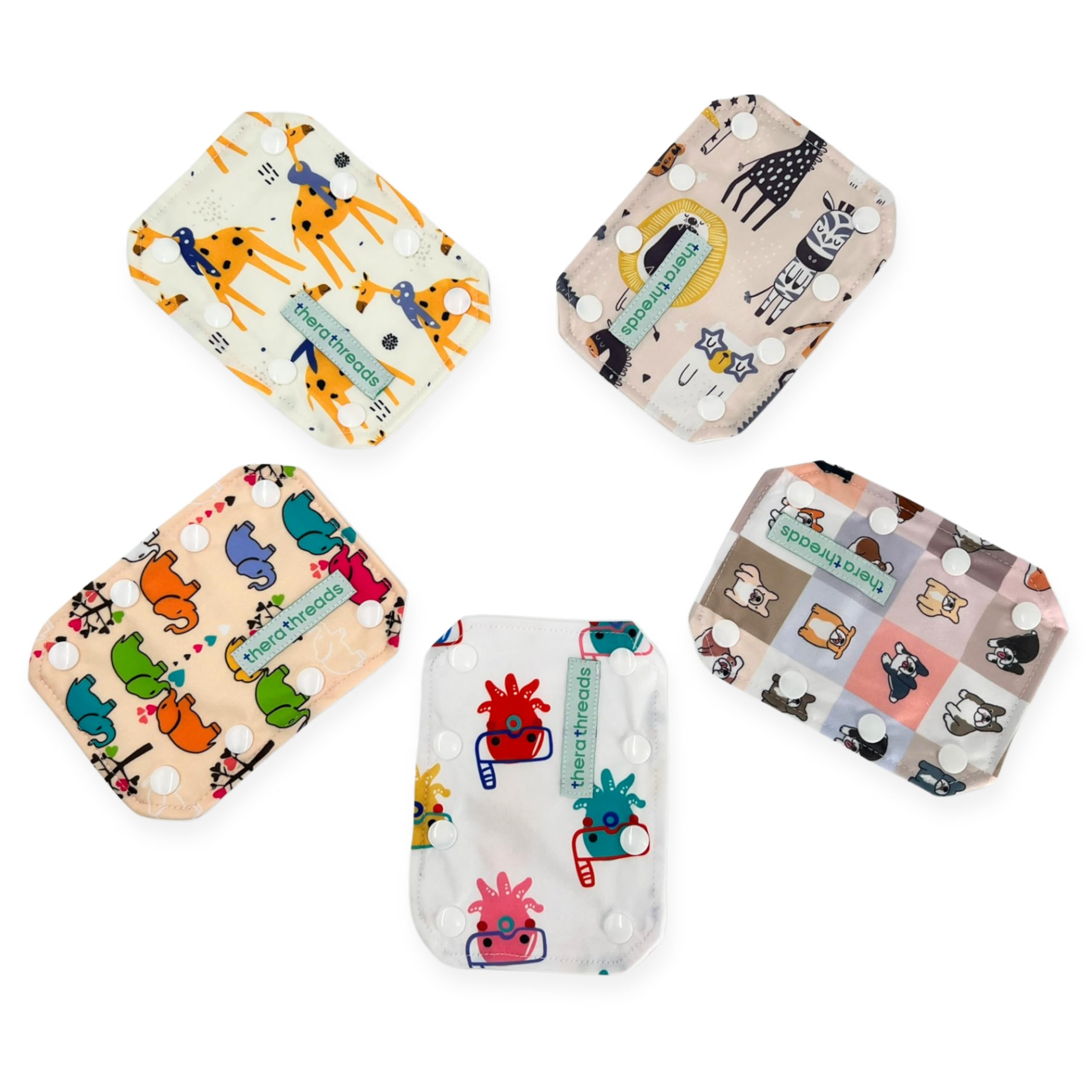 5 Pack Animal Themed Feeding Tube Connector Cover for G Tubes, PEG, or J Tubes