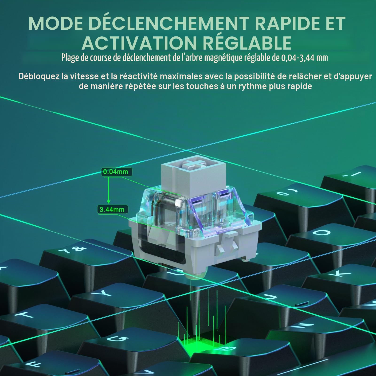 Aula WIN60 HE - Clavier de jeu mécanique filaire 60%, interrupteur magnétique, activation réglable, déclenchement rapide, taux d'interrogation de 8000 Hz, clavier RVB compact