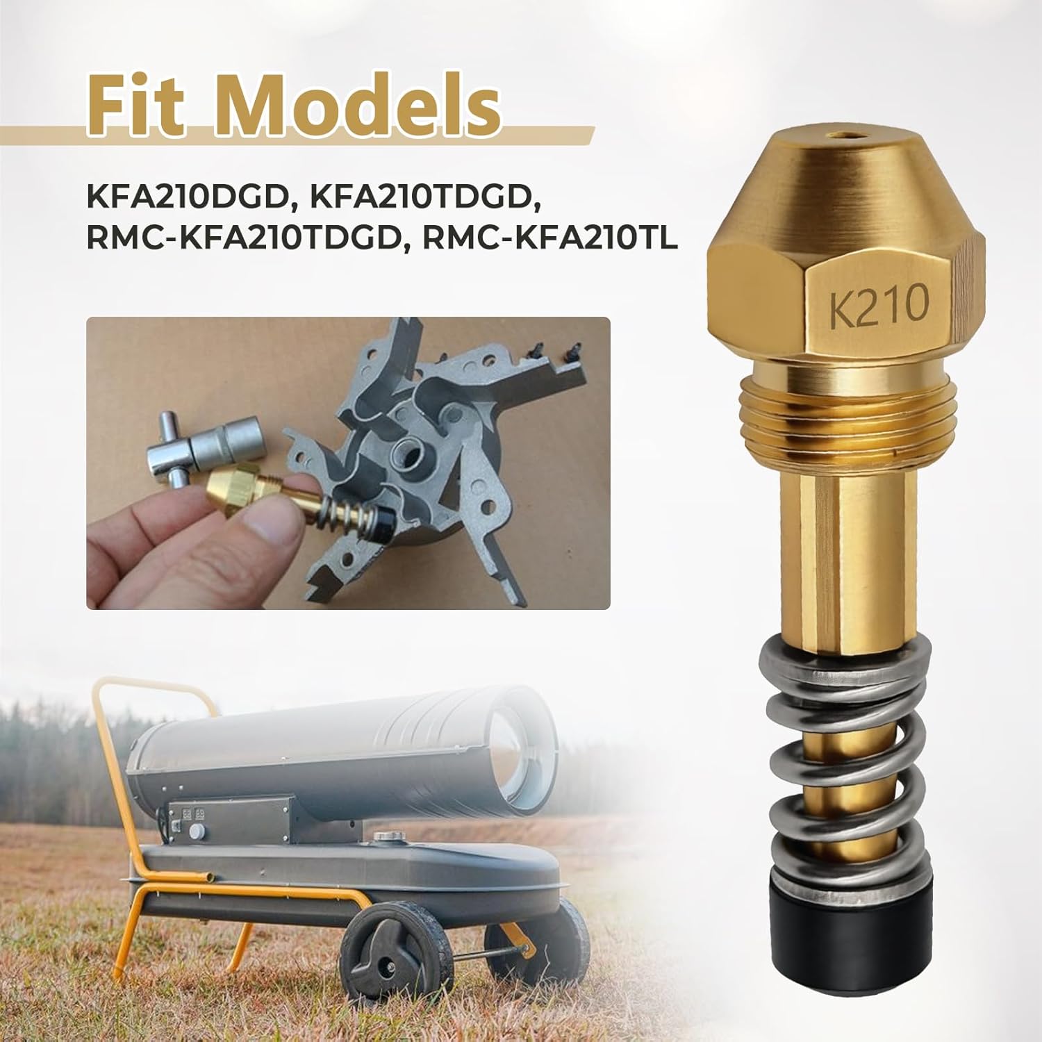 2-Pack Nozzle Kit 70-015-0500 – Replacement for Dy-na-Glo, Pro Te-mp, Day-ton, Hea-tHog KFA-215 / HH-215TKFA / PT-215-KFA Series 210–215K BTU Portable Heater