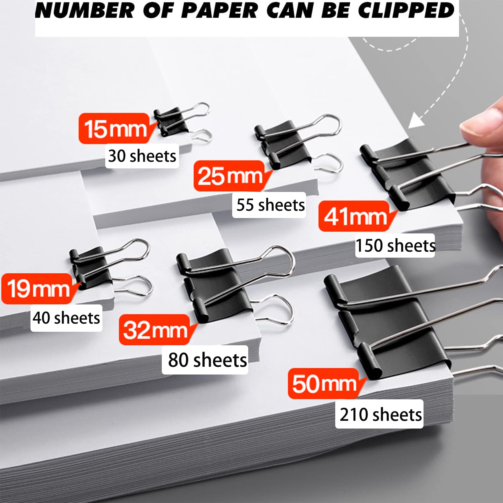 Clips De Carpeta De Metal Negro, Clip De Papel De Archivo, 19, 25, 32, 41, 51mm, Notas, Clip De Letras, Cuela, Oficina, Suministros De Papelería, Clip De Libro, 12 Piezas - AliExprs 21