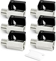 Vista 1 de GASHER 6 piezas de válvula de bola de latón mini de 1/4 pulgada, interruptor de apagado, rosca NPT de 1/4 pulgada macho x hembra para tubo de ajuste