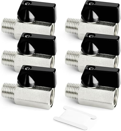 GASHER 6 piezas de válvula de bola de latón mini de 14 pulgada, interruptor de apagado, rosca NPT de 14 pulgada macho x hembra para tubo de ajuste