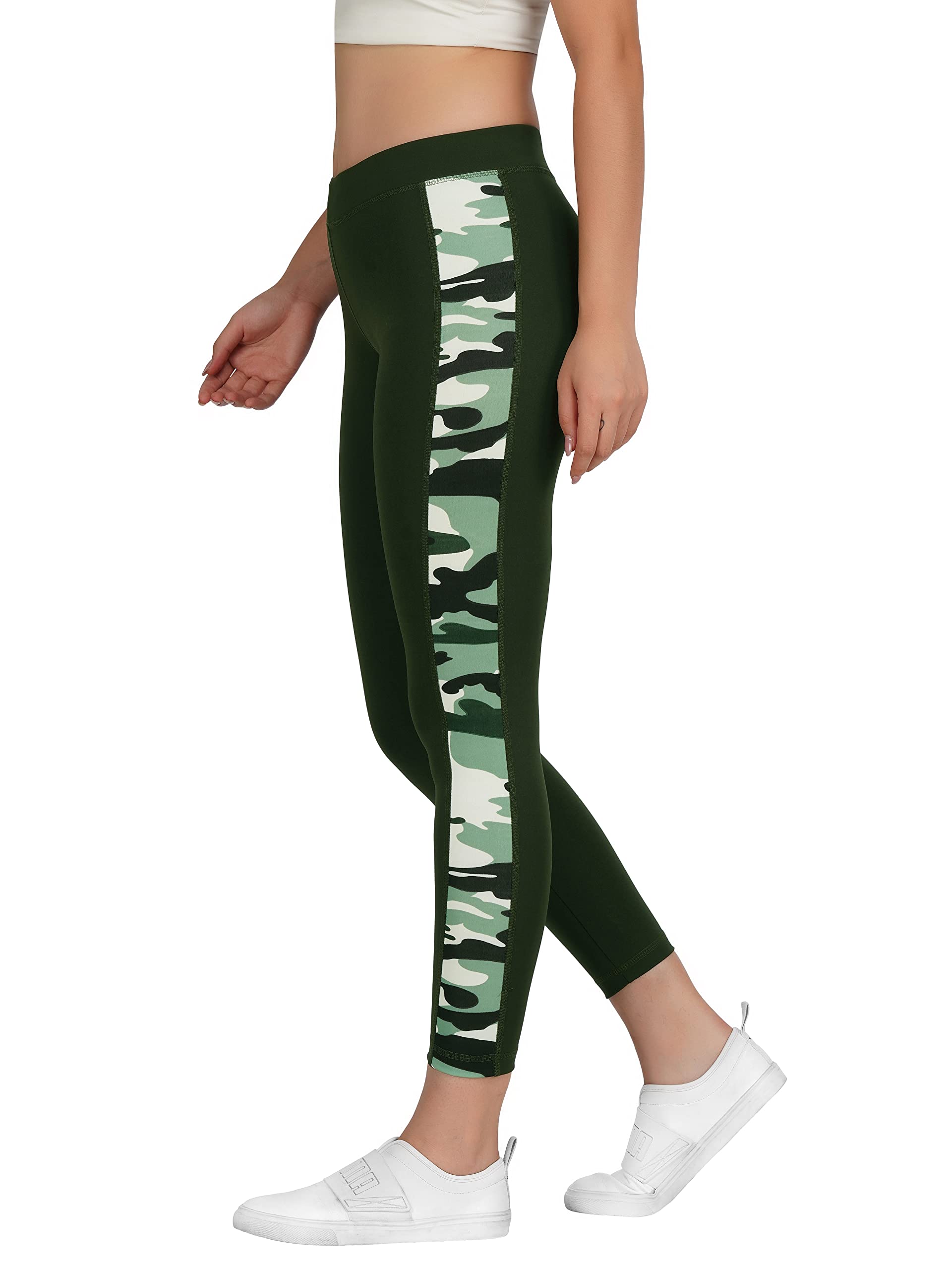 neu look Gym wear Workout Leggings Tights Ankle Length Stretchable Sports Leggings | Sports Fitness Yoga Track Pants for Girls & Women(Olive, Size - XL)-picture-11
