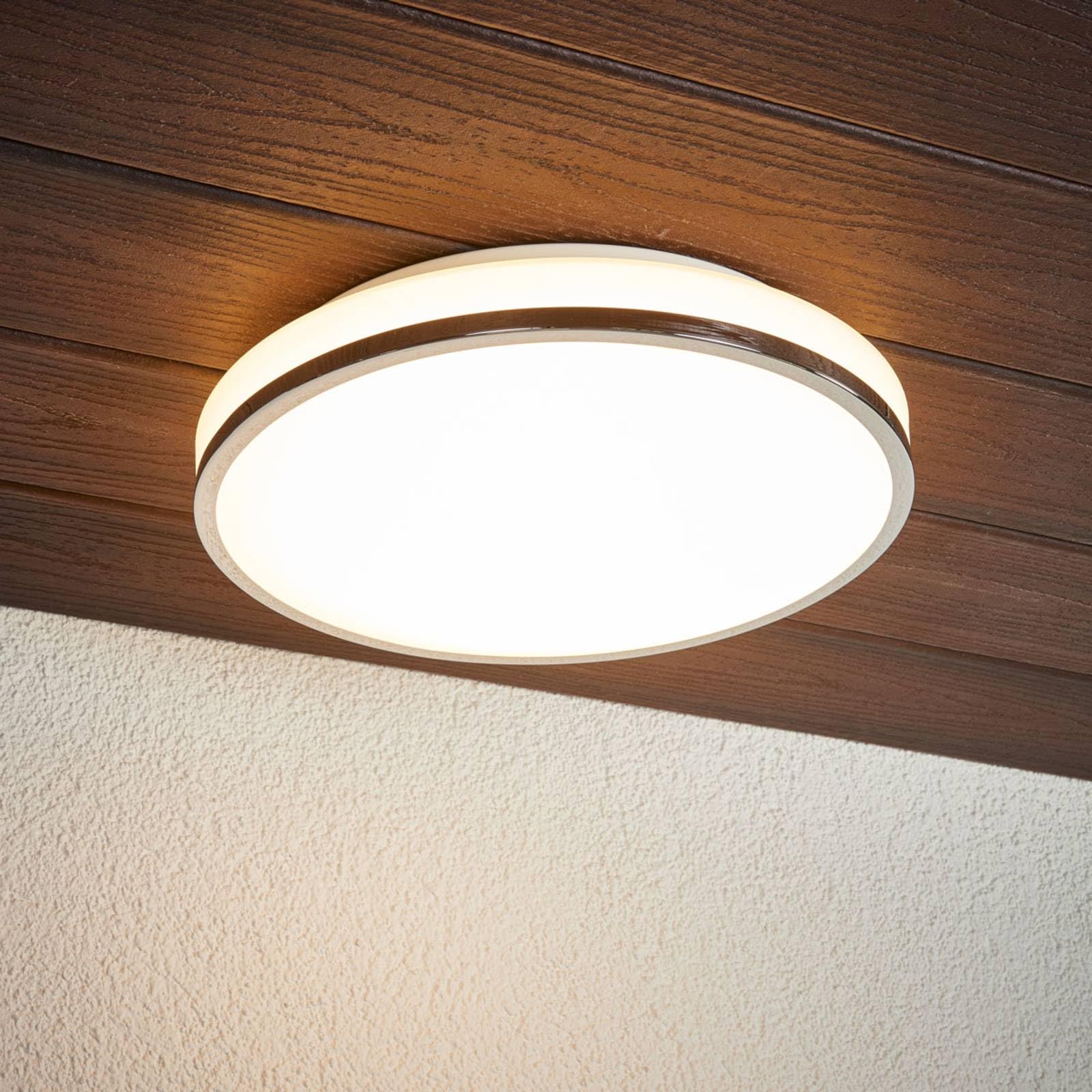 Lindby LED Deckenlampe Lyss (spritzwassergeschützt (Modern) in Weiß aus Glas (1 flammig,) - Bad Deckenleuchte Lampe Badezimmerleuchte
