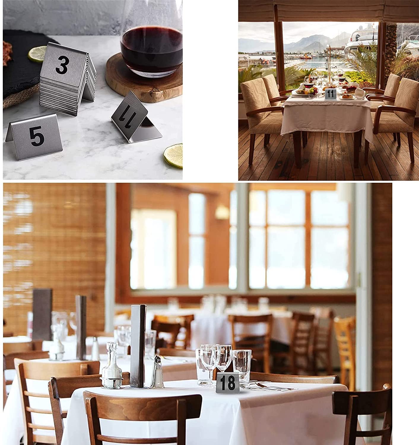 Números de mesa de metal 1-50/100, tarjetas de números de mesa reciclables, resistentes y fáciles de limpiar, apilables, de doble cara para un fácil reconocimiento, marcador de mesa para restaurant