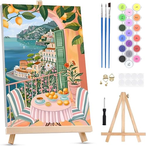 QENSPE Paint by Numbers for Adults on Framed Canvas - wit…