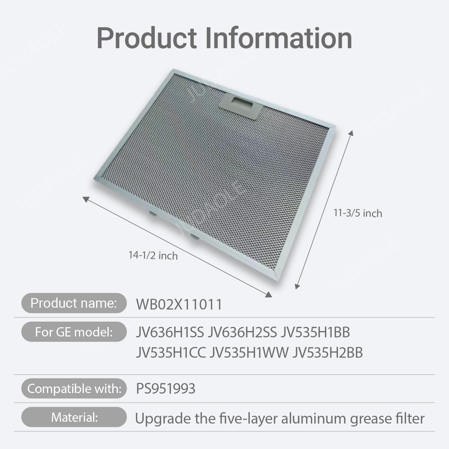 wb02x11011 Part Number Grease Filter Compatible with GE Range Hood(OEM Replacement)