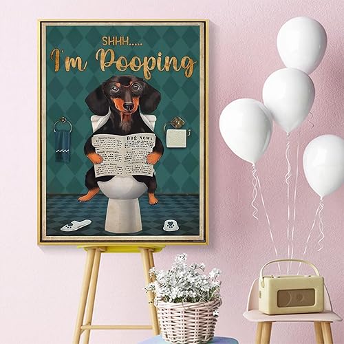 Miniatura 2 de UPABLUNSO Kits de pintura de diamantes 5D Dachshund I'm Pooping Kits de arte de diamantes para regalo, pintura de diamantes, perfecto para