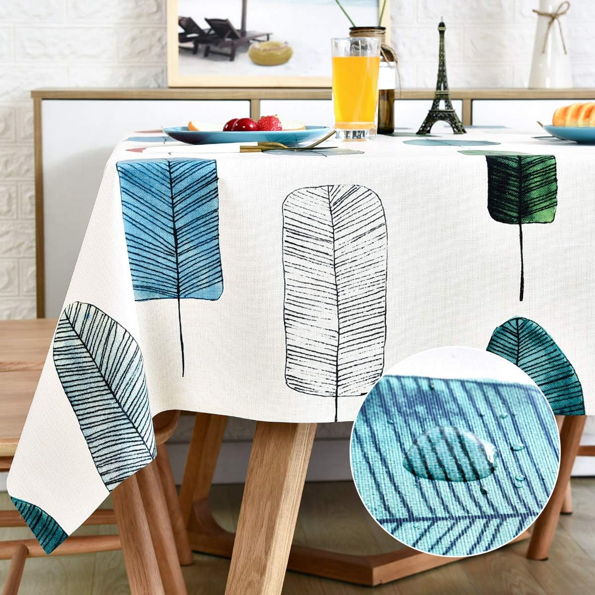 LOHASCASA Spillproof Tablecloth Rectangular Waterproof Wipeable PVC Heavy Duty Plastic Large Vinyl Oilcloth Tablecloths for Summer Outside Camp,Patio - Leaves 54 x 78 inch