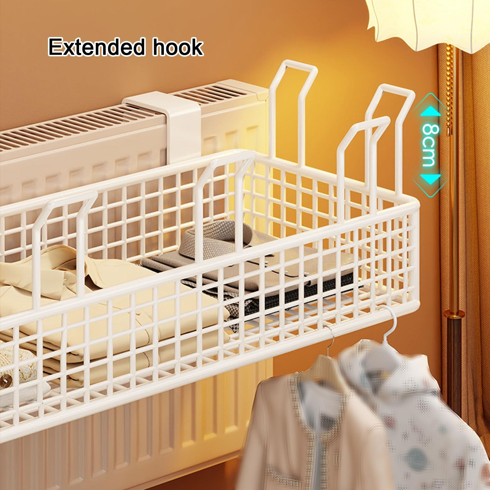 Mensola per termosifone senza foratura, scaffale multifunzionale in ferro battuto, design salvaspazio per soggiorno o camera da letto, forte capacità portante, facile accesso, 40 x 21 x 13 cm