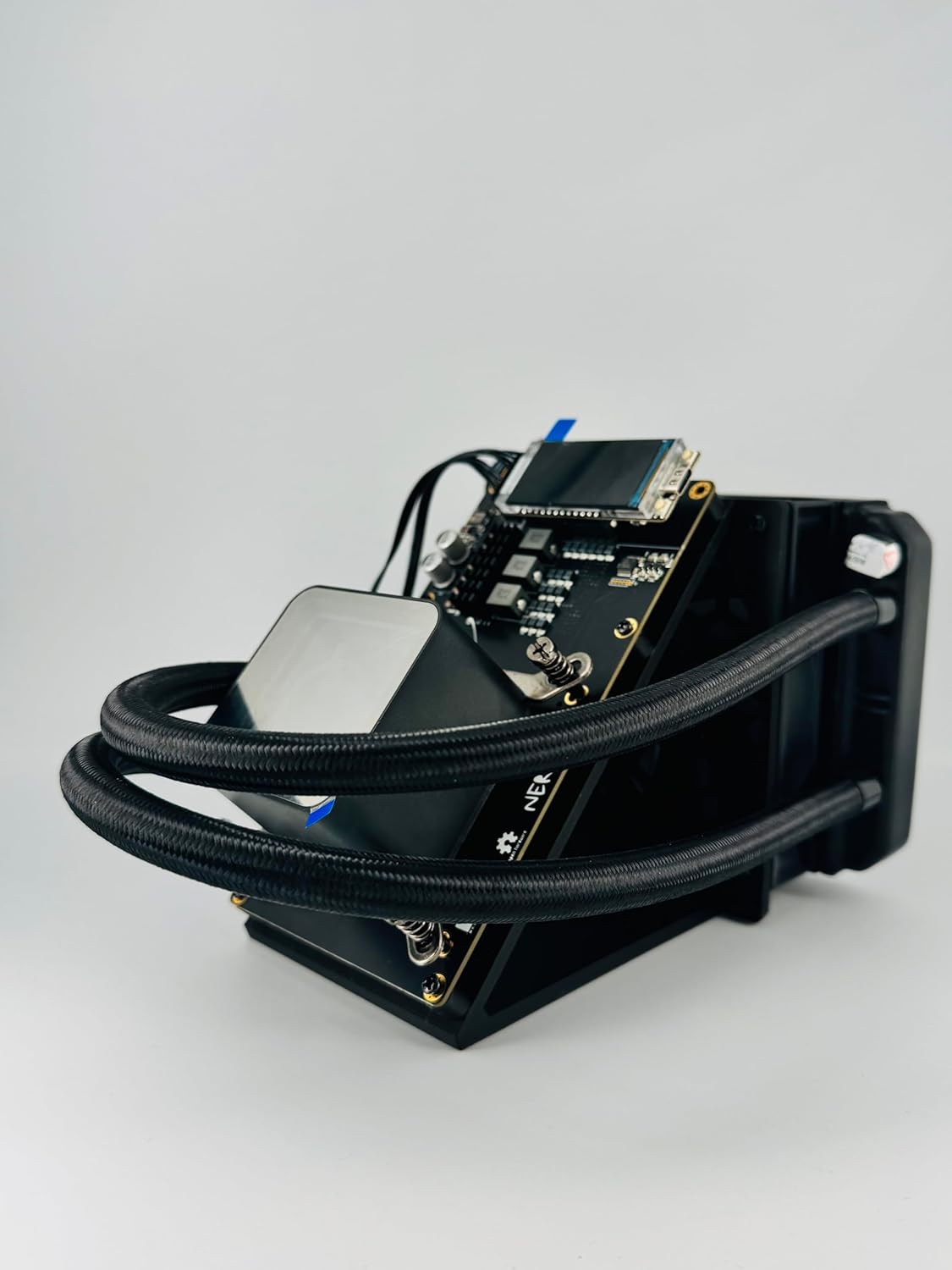 Black&US Plug Bitaxe Nerdqaxe++ 4.8T BTC Solo Miner 4.8TH/s 80W | 4×BM1370 ASIC Chips | Open Source Bitcoin Crypto Mining Machine with PSU | Silent & Efficient BTC Miner (Black)