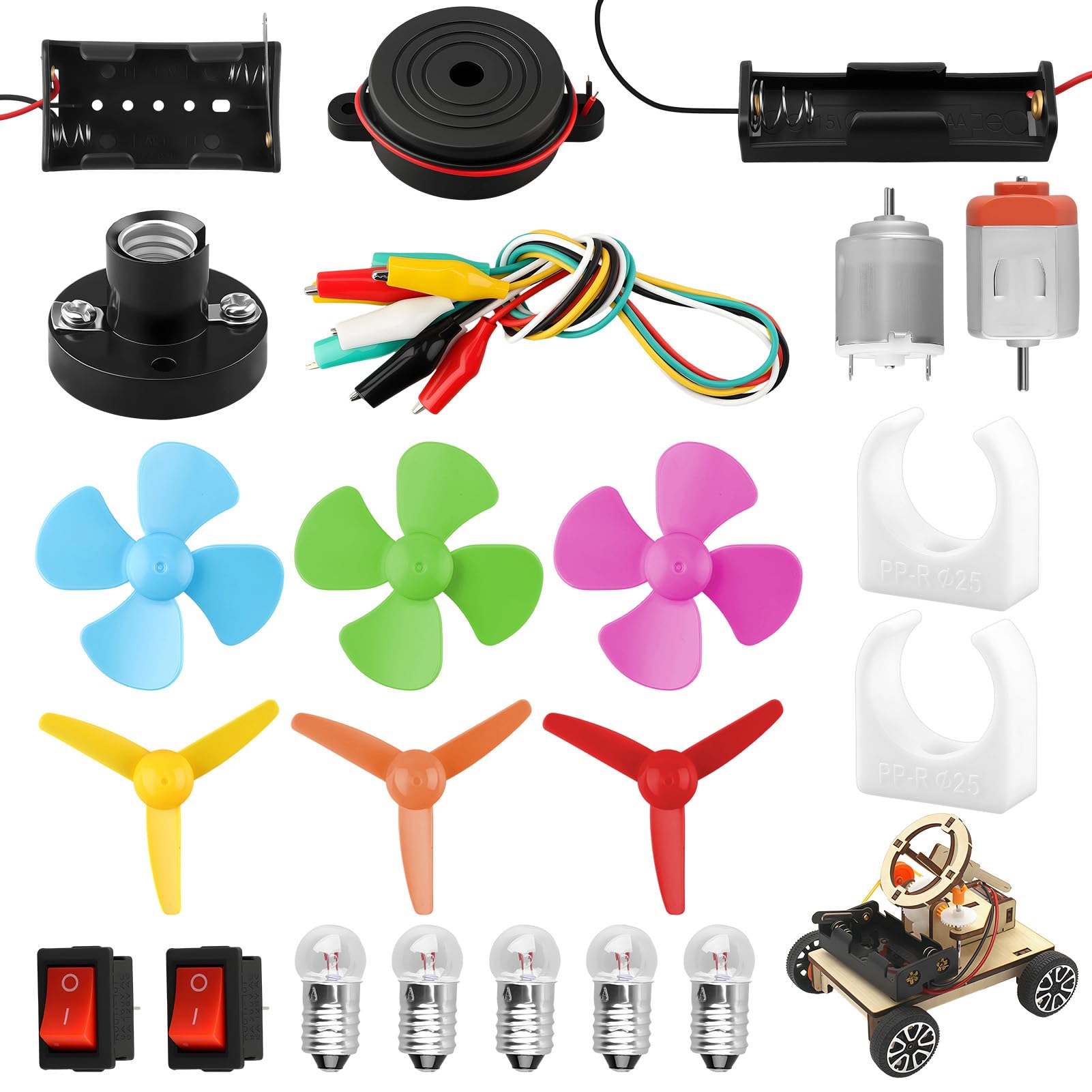 26Pcs Electric Circuit Kits for Children Science Educational DIY STEM Engineering Science Lab Experiment Projects Montessori Learning Toys with dc Motor Board