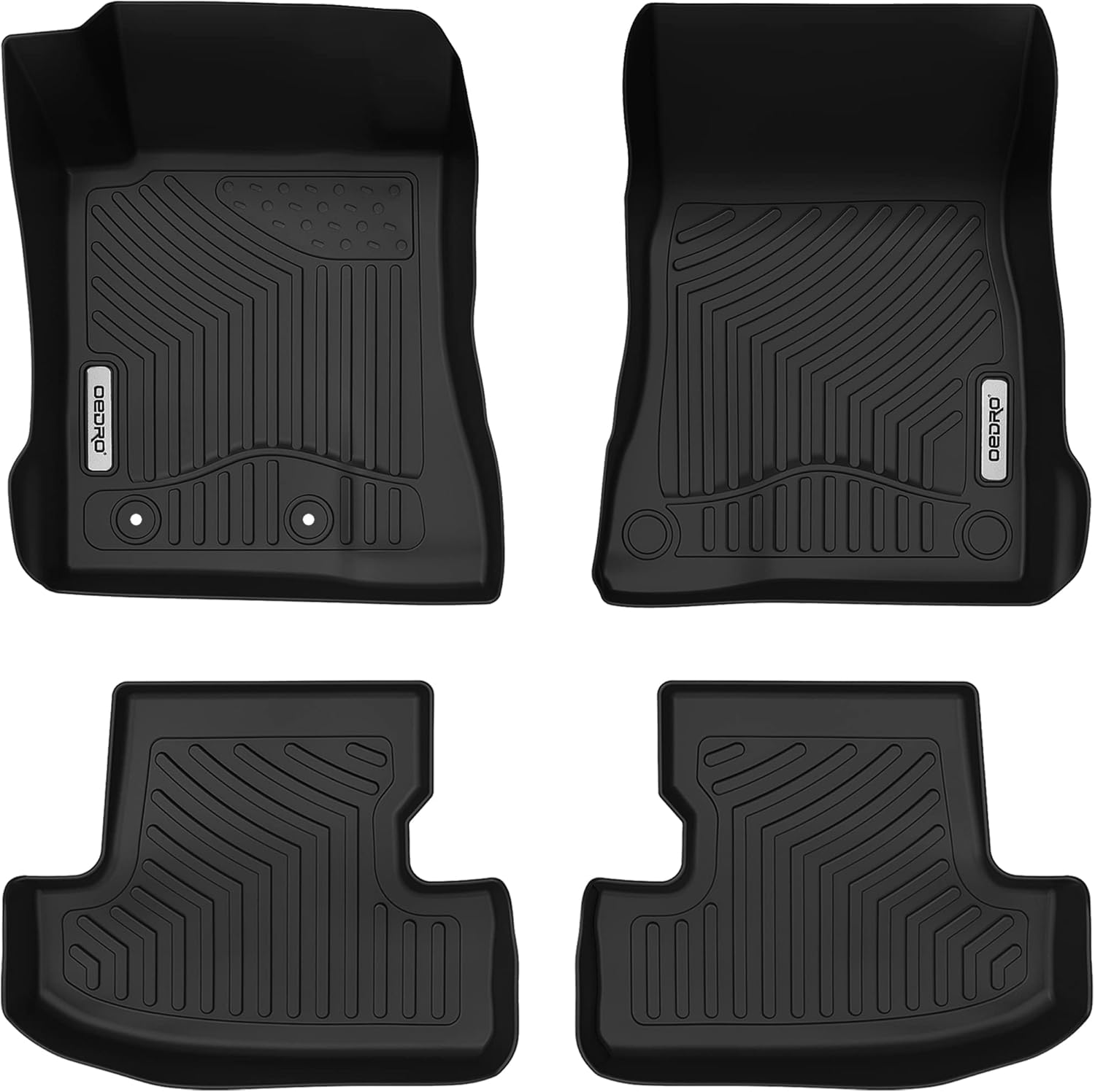 (similar to) oedro floor mats compatible for 2015-2021 ford mustang, unique black tpe all-weather guard includes 1st and 2nd row: front, rear, full set liners