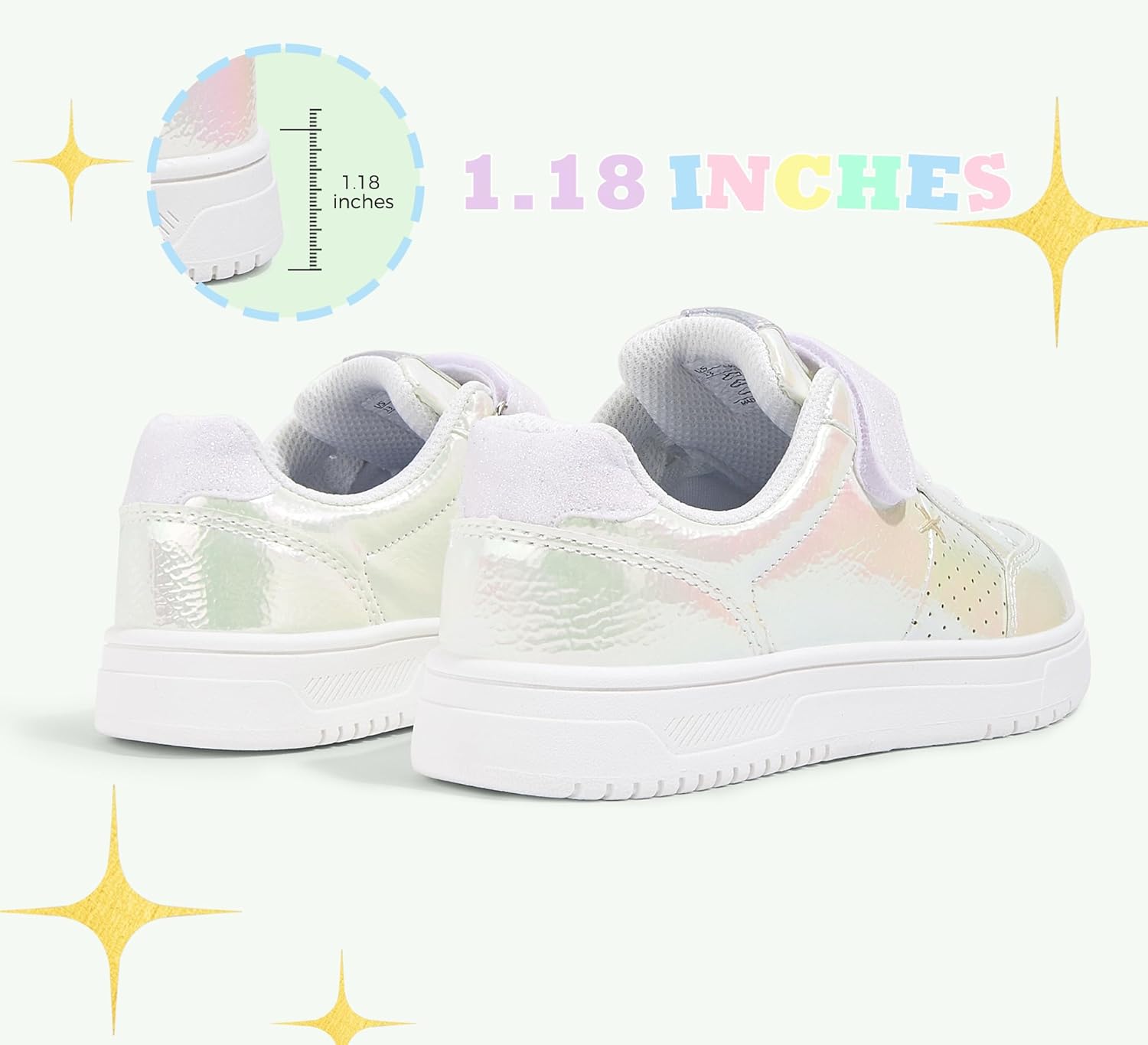 LUCKY STEP Kid's Glitter Walking Shoes Shiny Sparkly Sequins Fashion Sneakers Hook and Loop Athletic Unisex-Child Casual Running for Children/Boys/Girls - Image 6
