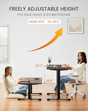 ErGear 40 X 24 Inch Low Height Electric Standing Desk for Kids, Deep Walnut | 18.928.3 Inch Height Range, 4 Memory Presets, 176 lbs Capacity, Cable Management, Storage Hook, Monitor Mount Ready