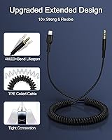 Vista 6 de Cable auxiliar para iPhone, cable de audio Lightning de 3.5mm con espiral, cable auxiliar macho certificado MFi de Apple para iPhone 14 Pro Max 13