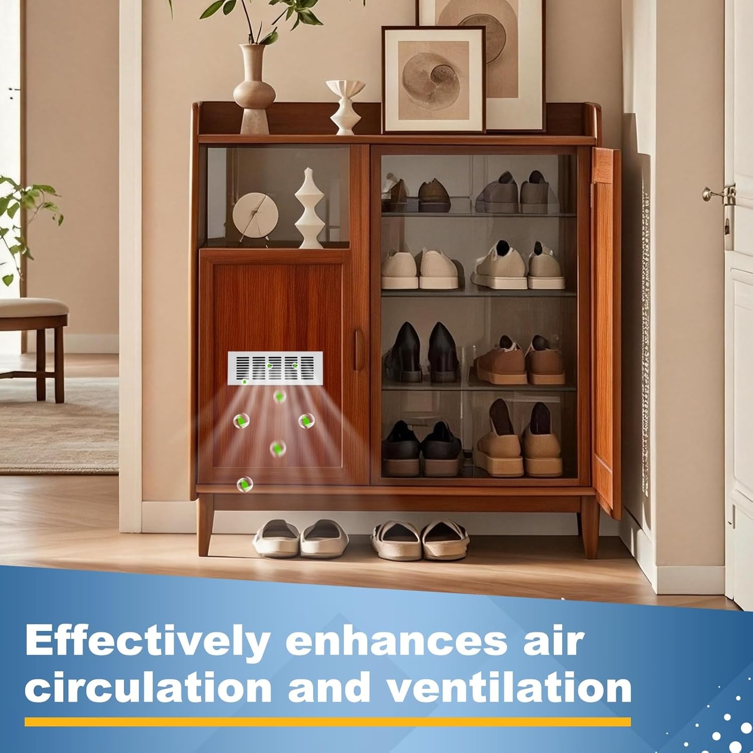 18 x 2Inch Door Air Vent Cover, 2Set Heavy Duty Aluminum Two Sided Grille Ventilation Cover Louvered with 4 Mounting Screws for Cabinet Wardrobe Door, White