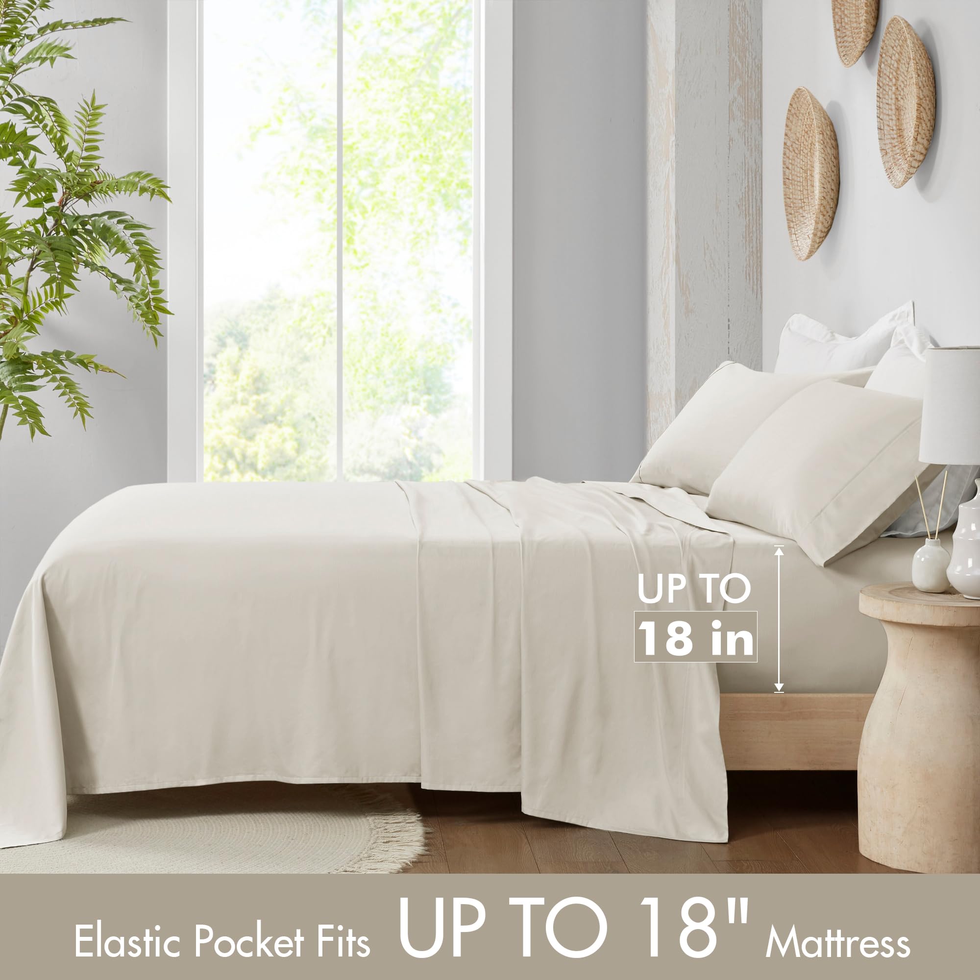 Madison Park 500TC Egyptian Cotton Sheet Set - 4 Piece King, Soft & Breathable All Seasons Bedding