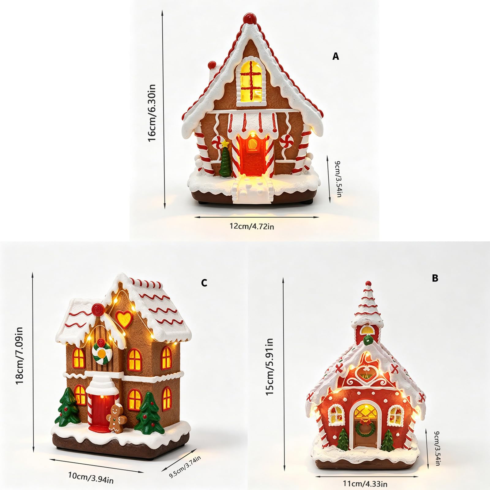 Casa de pan de jengibre musical con iluminación LED con 8 melodías alegres para decoración del hogar de temporada, adorno de Navidad, decoración musical de Navidad