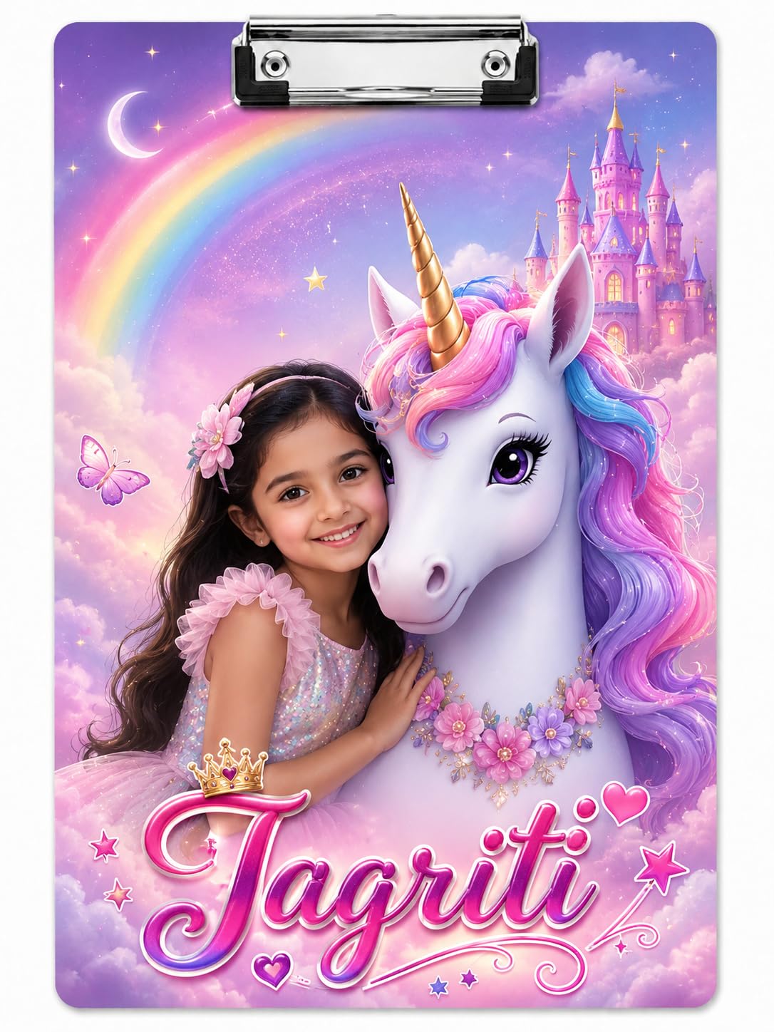 Deep Print Mart Customized Exam Pad Clipboard with Photo, Name & Logo | Lightweight Plastic Pad | Custom Clipboard for Kids Students School,Collge & Office (Design 2)