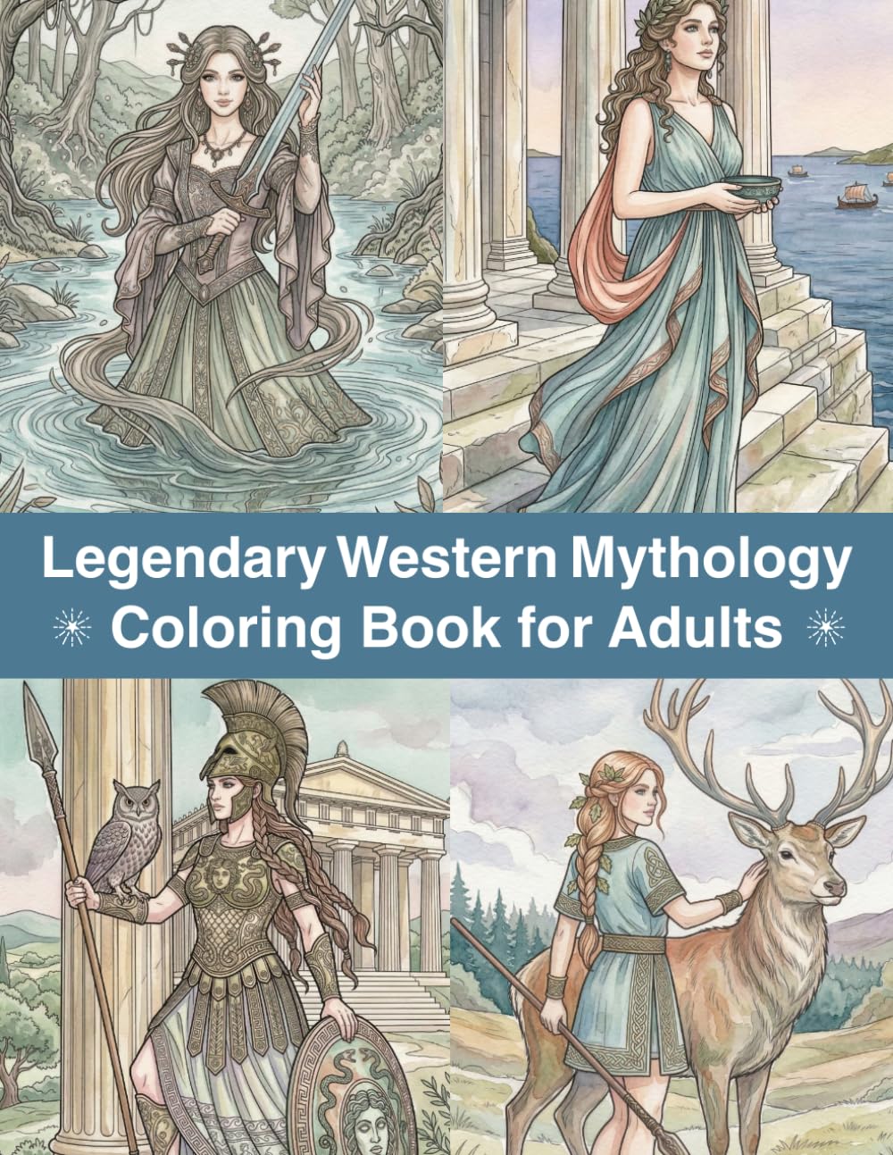 Legendary Western Mythology Coloring Book for Adults: Ancient Gods, Epic Heroes and Mythical Worlds | Relaxing Coloring Pages for Women (Mythology & Legends Series)