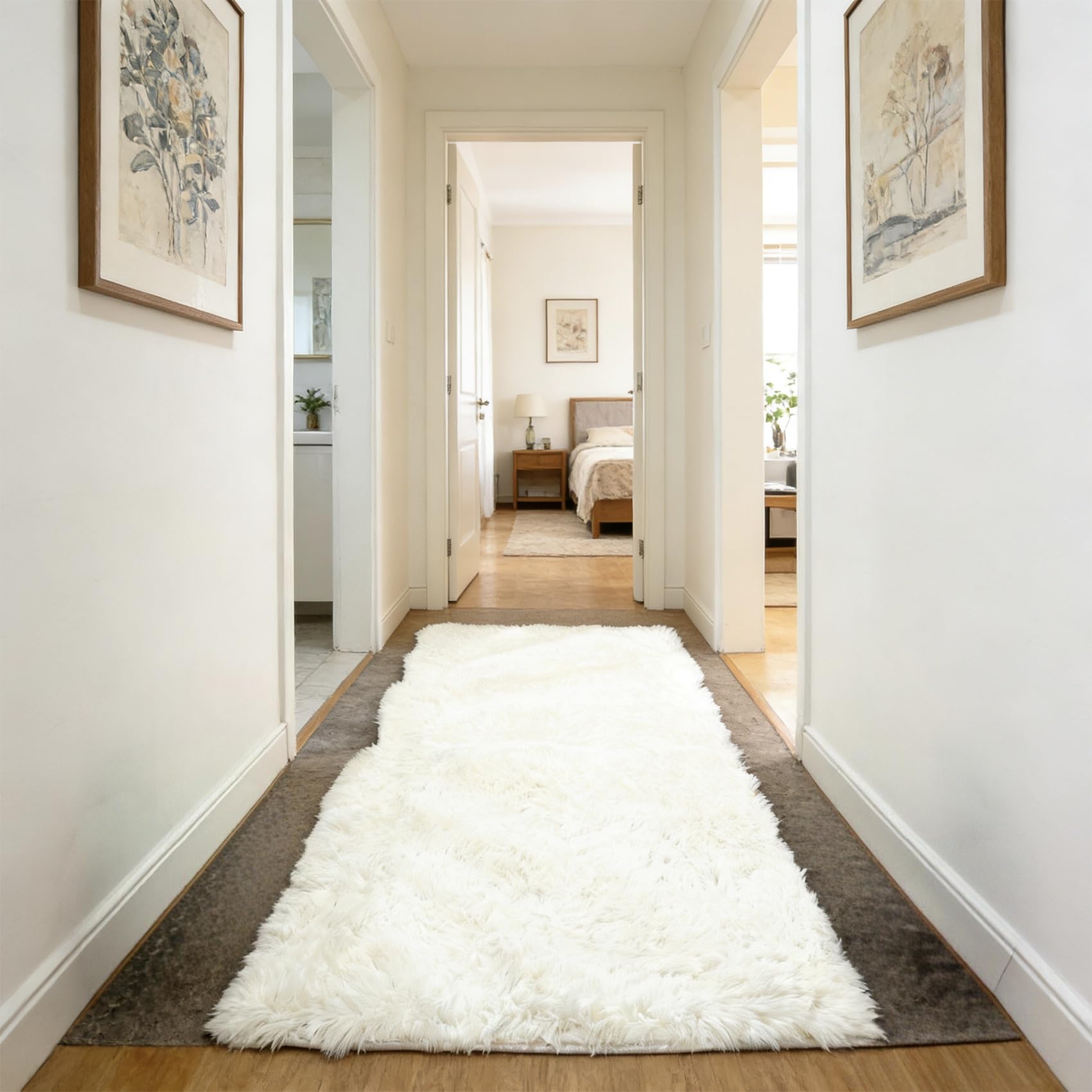Vloerkleed Woonkamer 140 x 150 cm Pluizig, Antislip, Wasbaar, Modern