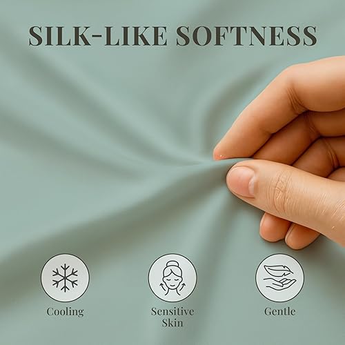 Miniatura 4 de Juego de sábanas de rayón de 6 piezas de bambú, juego de ropa de cama y fundas de almohada con bolsillos profundos, ropa de cama sedosa de hotel,