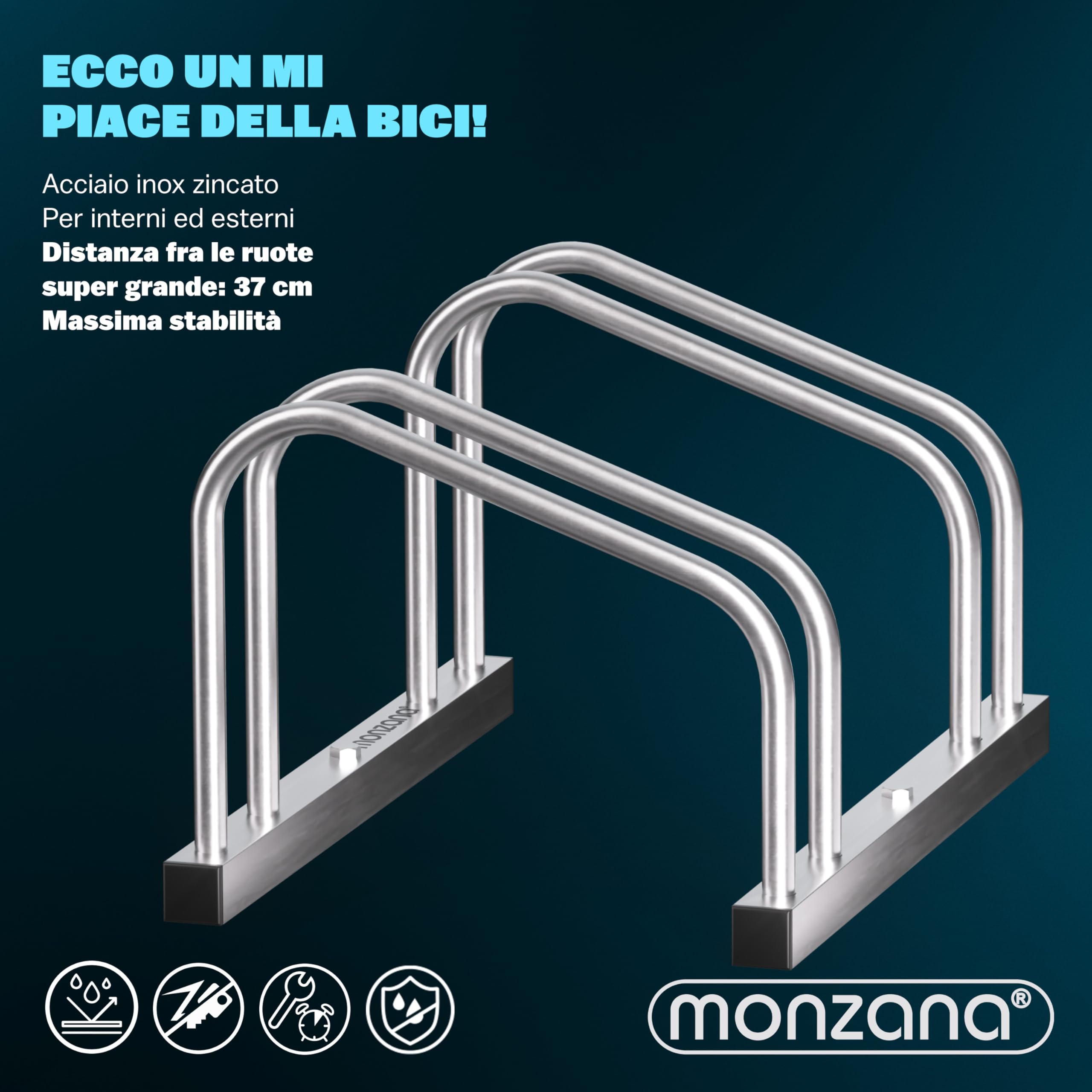 Monzana® Rastrelliera per Biciclette 2 Posti per Pneumatici 35-60 mm Porta Bici Posteggio per Bicicletta