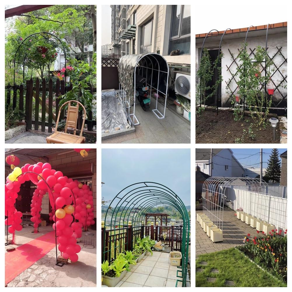 Pergola ogrodowa długa 2,3 m (7,6 stopy) metalowy łuk do pnących roślin na zewnątrz łuk ślubny na ceremonie krata na balon stojak na balony, zielony, 140 cm (55 cm)