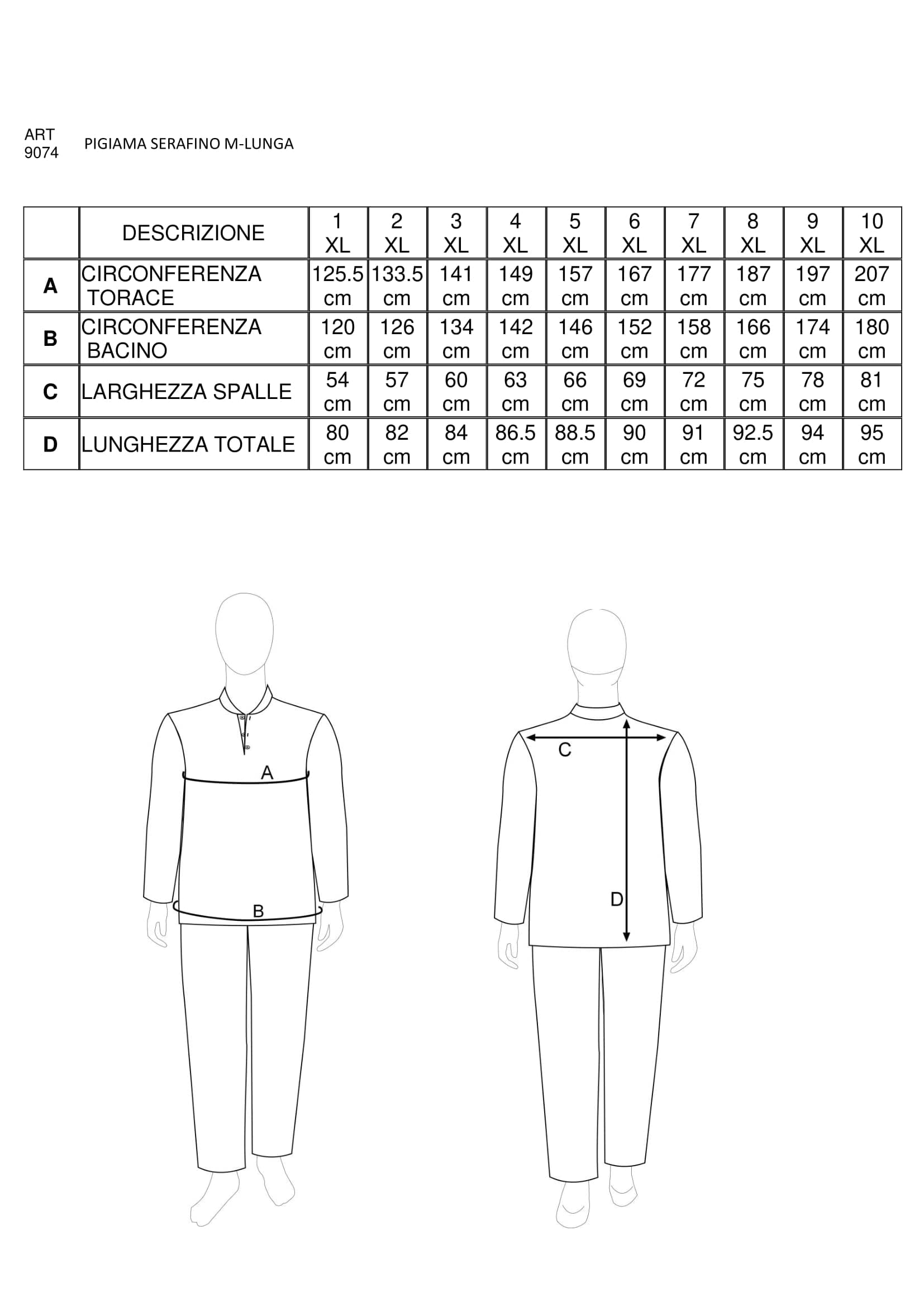 FERRUCCI COMFORT Pigiama da Uomo Conformato, Taglie Comode in 100% Cotone Jersey - Manica Lunga e Pantalone Lungo - Made in Italy