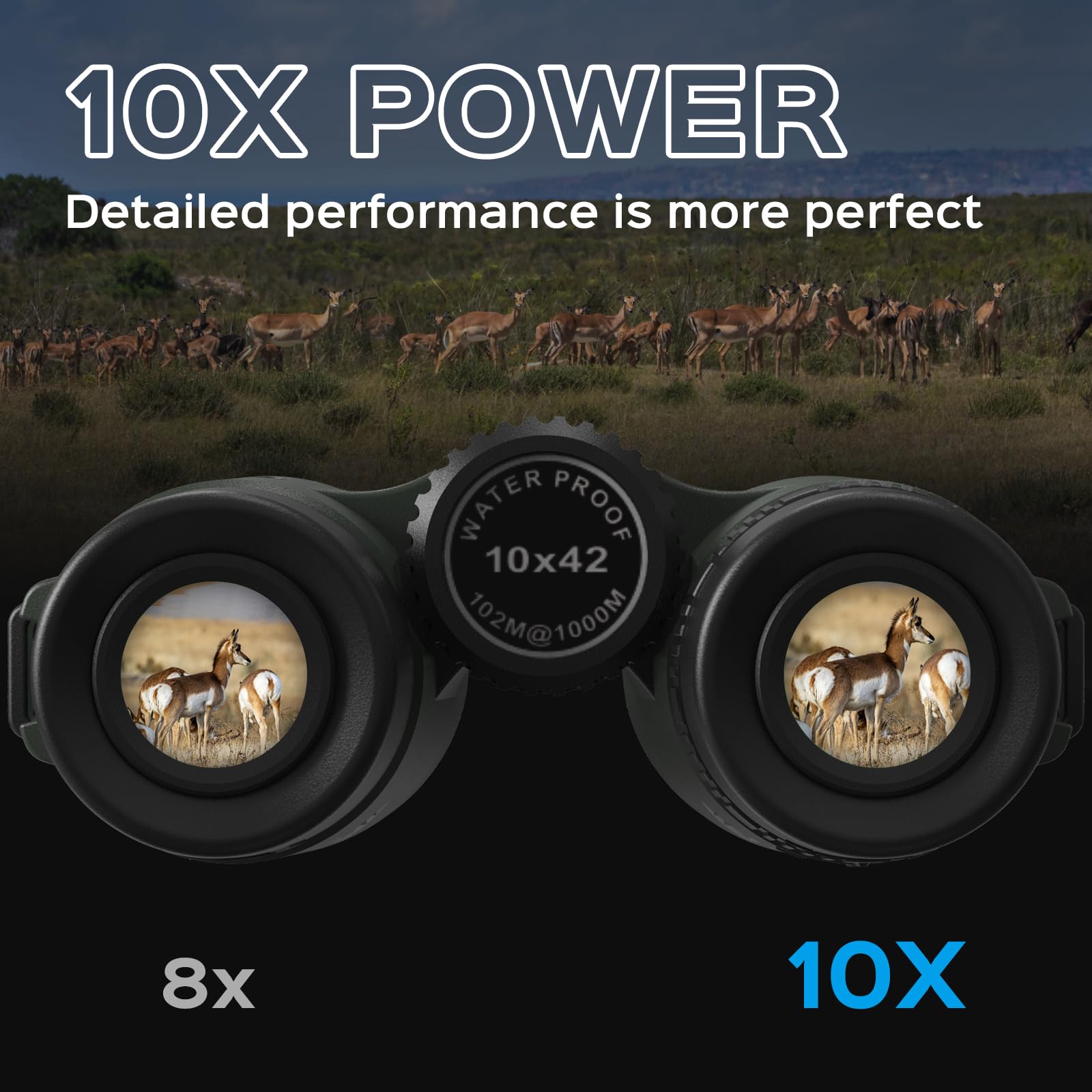 APESSOUND 10x42 Fernglas – HD-Optik, Wasserdicht (IPX7), Mit BAK4-Prisma & Tragetasche – Für Jagd, Vogelbeobachtung, Konzerte