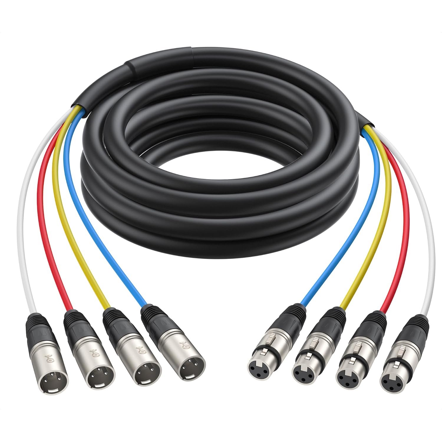 Cable Matters 4-Channel XLR Male to Female Snake Cable/XLR Snake Cable - 10ft, Professional Audio Connectivity with Shielding and Color-Coded Channels