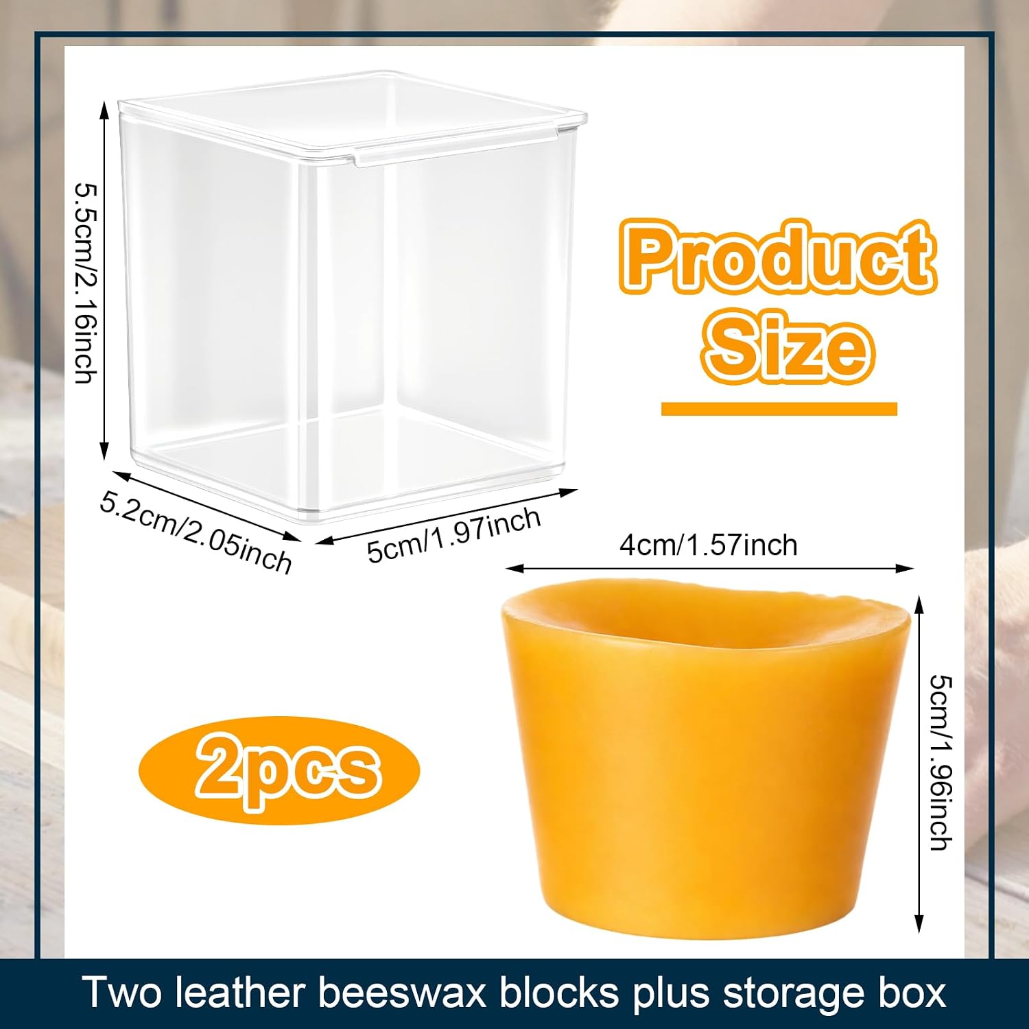 Conelist 2 Pcs Pure Beeswax Blocks for Leather Craft & Woodworking – 1.8oz Natural Wax with Storage Cases, Ideal for Edge Burnishing, Thread Waxing, Leather Conditioning & Wood Polishing