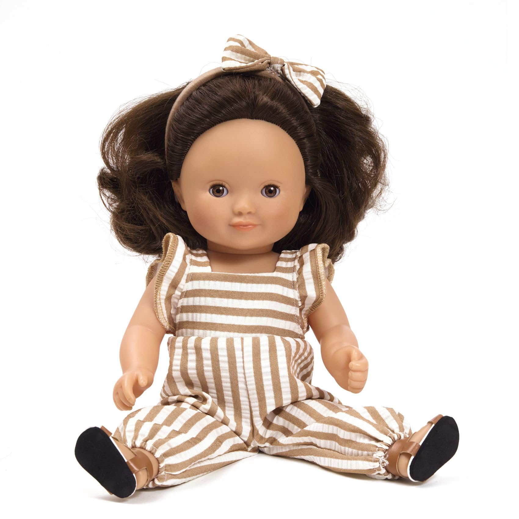 Djeco Puppe Rosalie | 32 cm Anziehpuppe mit Schlafaugen, Vinylkörper & Frisierhaaren | Stehpuppe mit Outfit & Sandalen | für Kinder ab 3 Jahren | POMEA Kollektion