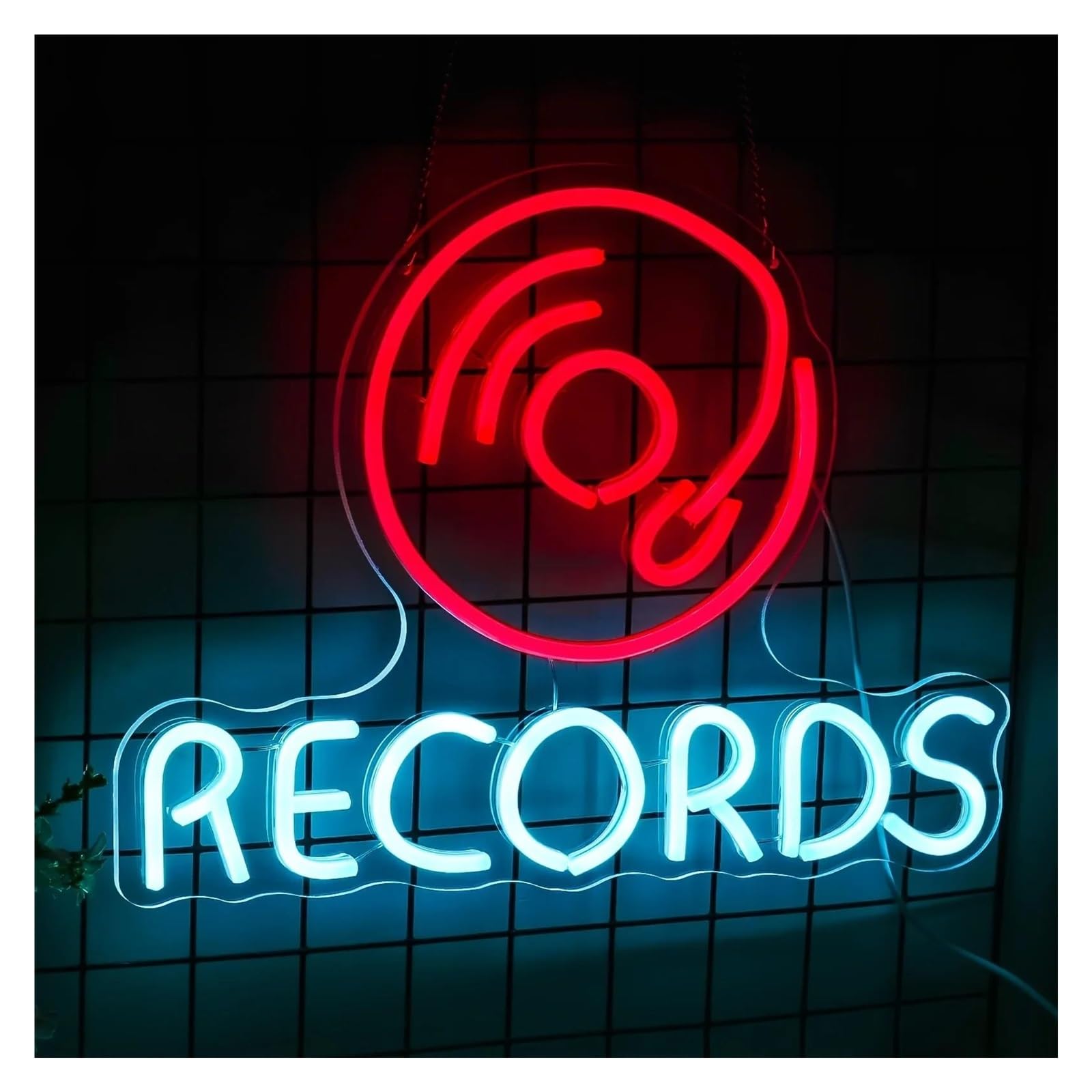 Insegna al Neon Dischi Neon, Adatti Per Sale Musica, Bar E Decorazioni Personalizzate Per La Casa 32x42cm