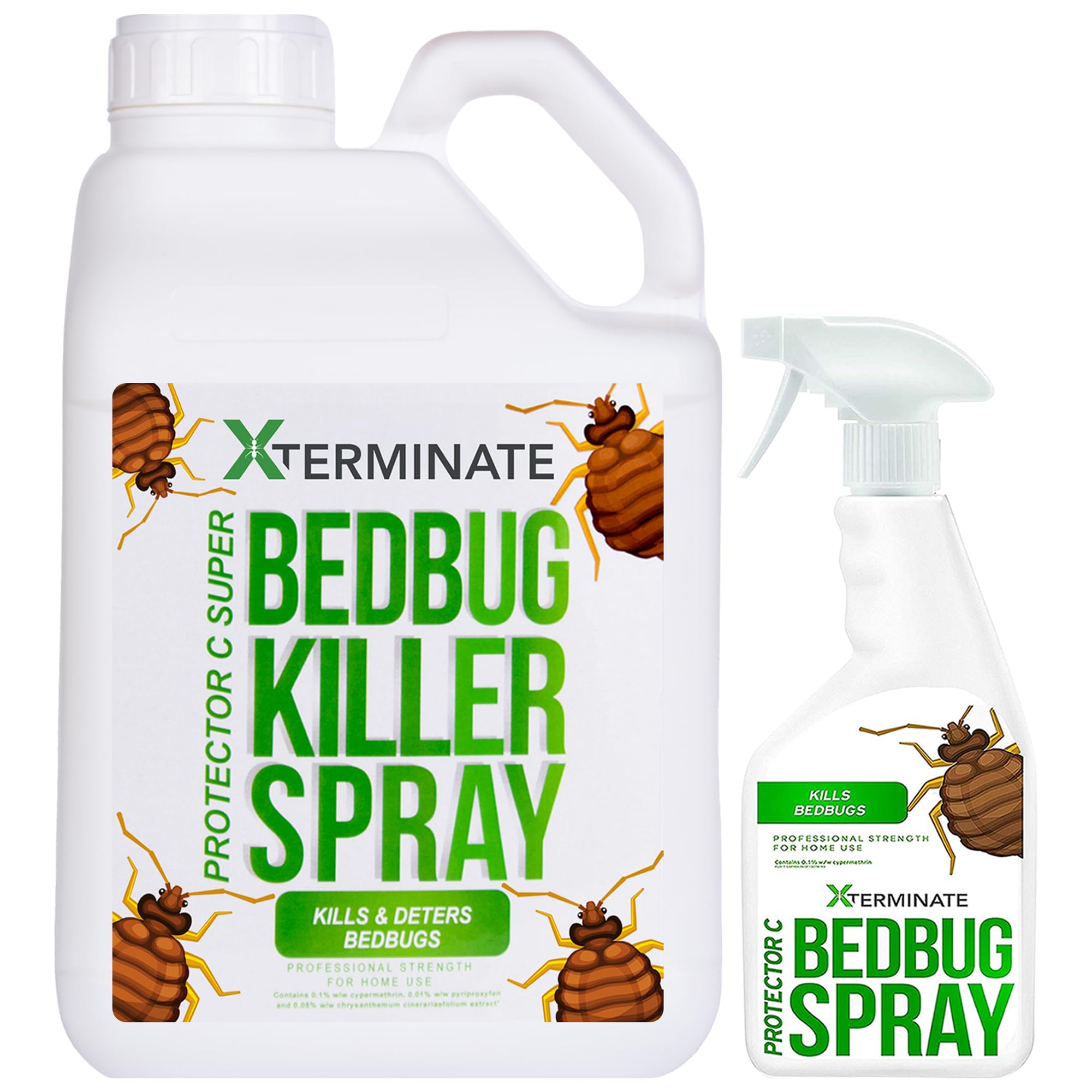Xterminate Bed Bug Killer Spray 5L & 1L, Used By Professionals, For Home Use, Bedrooms, Mattresses, Carpets, Furniture & More Kills & Controls Bed Bugs, The Most Effective Bug Spray in the UK