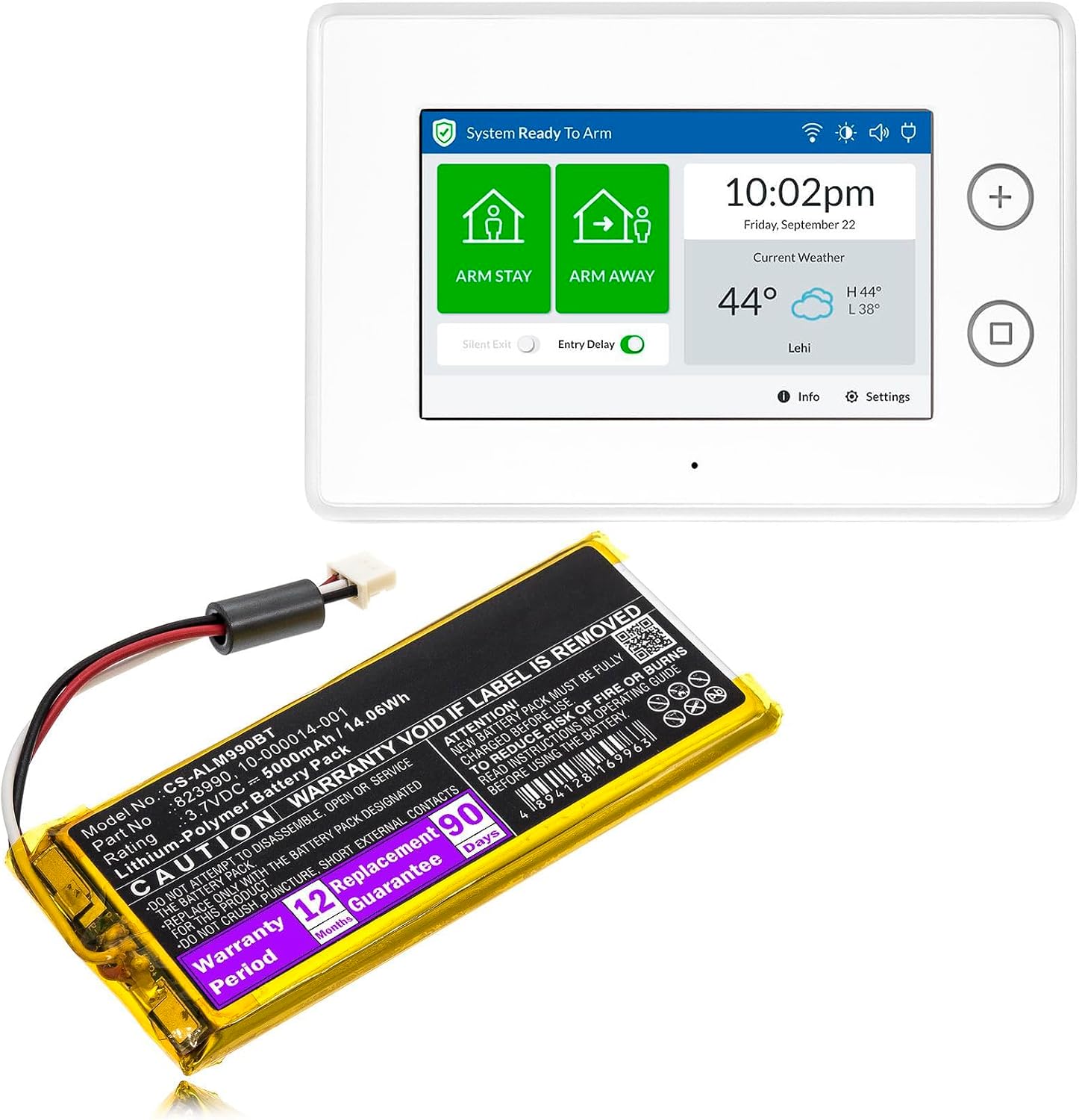 Gc3 Panel Amazon.com: 5000mAh 2GIG GC3e Panel 823990 Battery Replacement for 2GIG ...