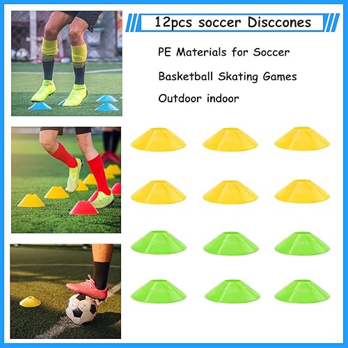 Miniatura 6 de Juego de equipos de entrenamiento de agilidad de fútbol, accesorios de fútbol de 12 peldaños y 20 pies, 12 conos de disco, entrenador de fútbol