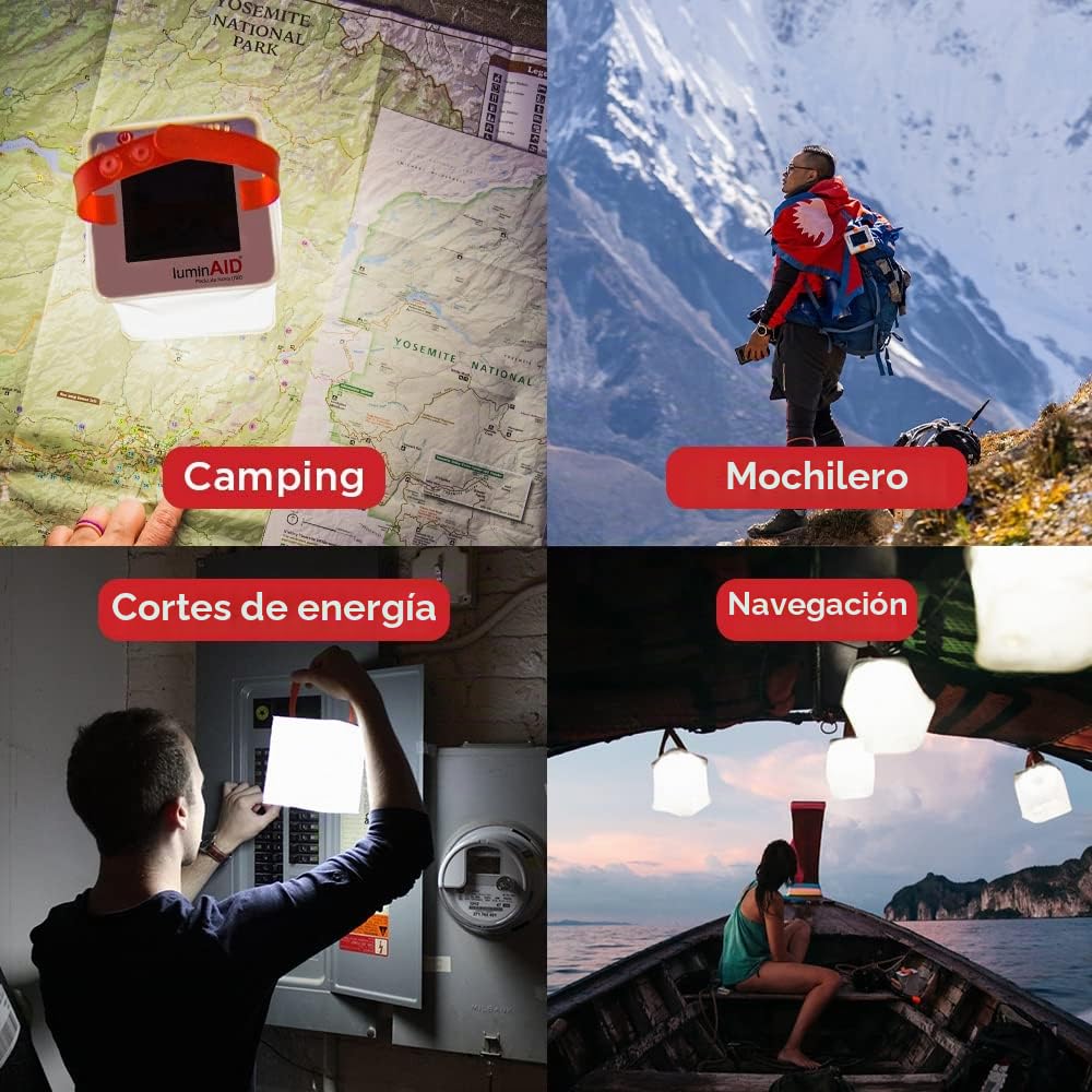 Linternas inflables solares de LuminAID | Ideal para acampar, kits de emergencia y viajes | Blanco, alimentado por energía solar o USB