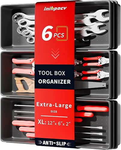 【6 PCS Extra-Large】 Tool Box Drawer Organizer Trays with Non-slip
