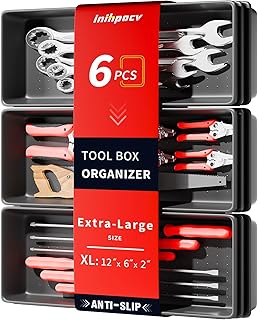 【6 PCS Extra-Large】 Tool Box Drawer Organizer Trays with Non-slip Pads, Heavy-Duty Tool Chest