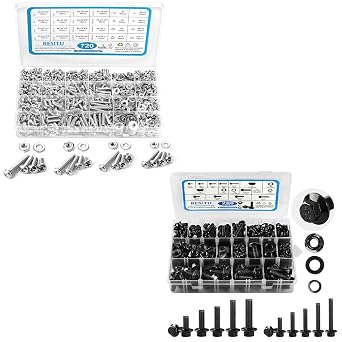 Besitu 720Pcs Machine Screw Assortment Kit and 280Pcs Metric Flange Bolt Assortment