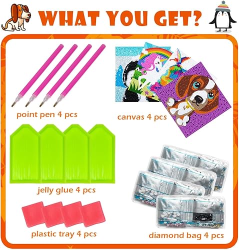 Miniatura 3 de Kits de arte de diamantes 5D para niños principiantes, kits fáciles de artes y manualidades para niños de 8 a 12 años, juego de manualidades de