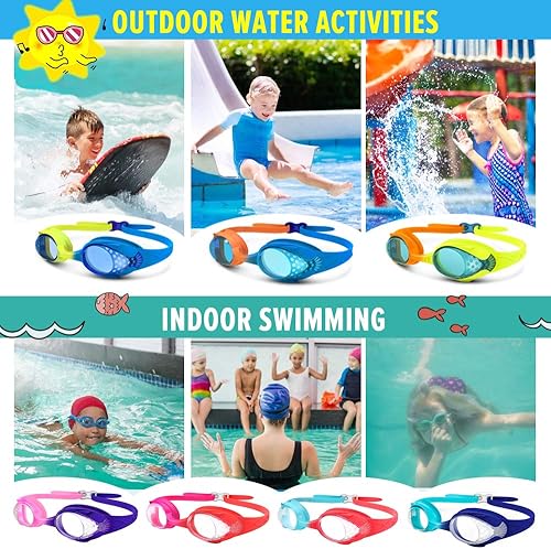 Miniatura 7 de OutdoorMaster - Gafas de natación de ajuste rápido para niños (2 unidades)