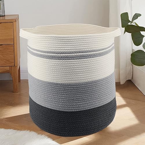 Cesta de cuerda de algodón para guardería cesta de almacenamiento de juguetes de 16 x 20 pulgadas cesta de almacenamiento de juguetes cesta grande