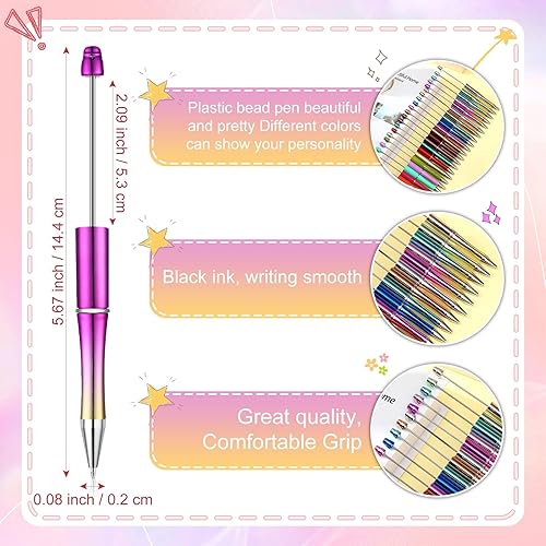 Miniatura 2 de Kosiz 150 bolígrafos de plástico con cuentas a granel, bolígrafo de cuentas surtidas, bolígrafos de cuentas de tinta negra, regalo para niños,